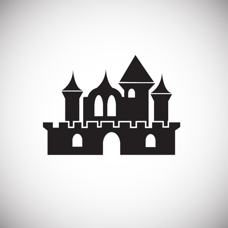 Medieval castle on white background iconの写真素材