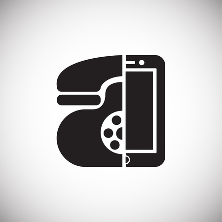 Old new phone on white background iconの写真素材