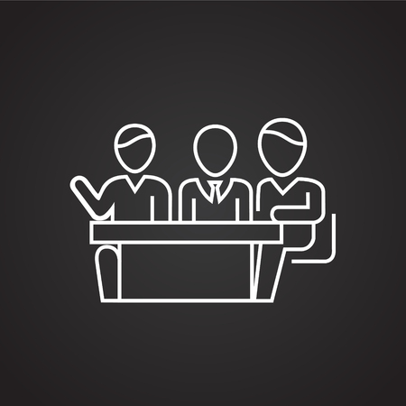 Business meeting thin line on black background iconのイラスト素材