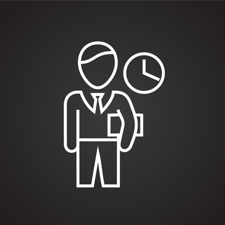Time managment thin line on black background iconのイラスト素材