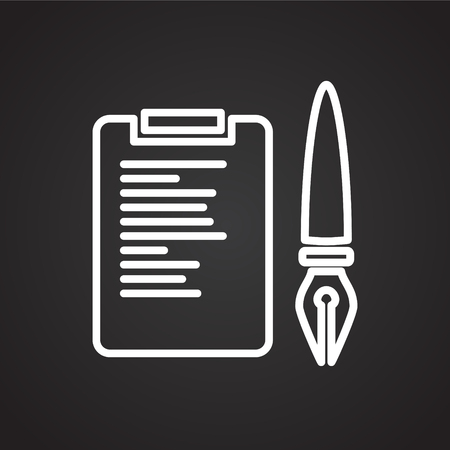 Finance contract thin line on black background iconのイラスト素材