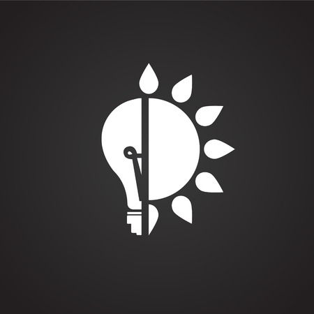 Eco green energy bulb on black background iconのイラスト素材