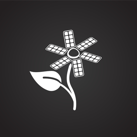 Solar power flower on black background iconのイラスト素材