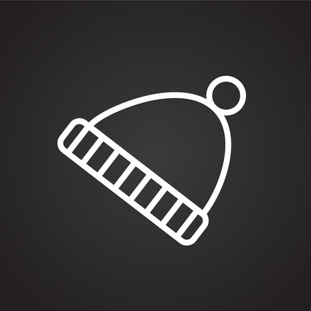 Winter hat thin line on black background iconのイラスト素材