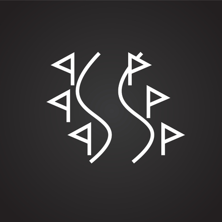 Ski track thin line on black background iconのイラスト素材