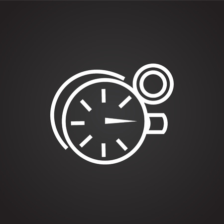 Winter games stop watch thin line on black background iconのイラスト素材