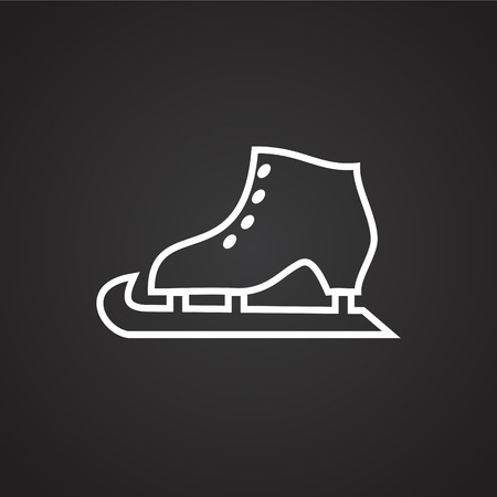 Ice skate thin line on black background iconの写真素材