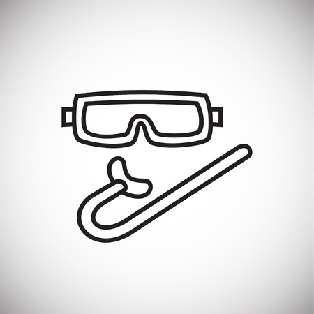 Snorkel with mask thin line on white background iconの写真素材