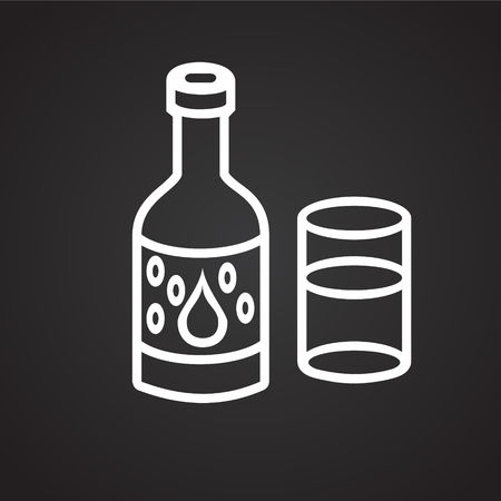 Mineral water thin line on black background iconの写真素材