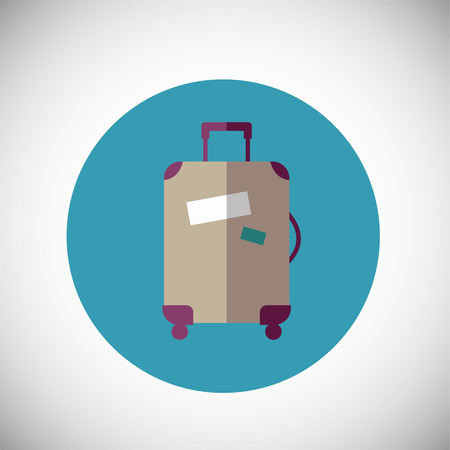 Travel luggage on flat background iconの写真素材