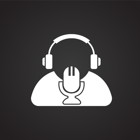 Call center operator on black background iconの写真素材