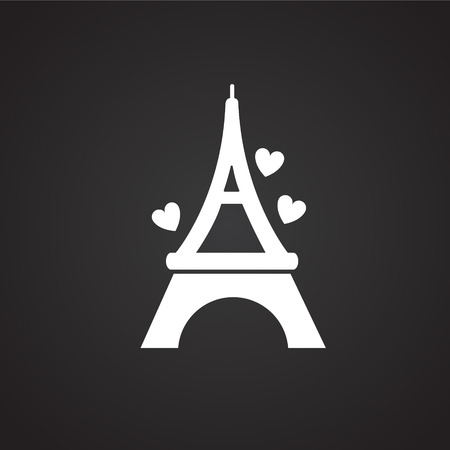 Love in Paris on black background iconのイラスト素材