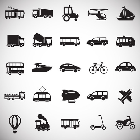 Transportation and vehicles set on white background iconsのイラスト素材