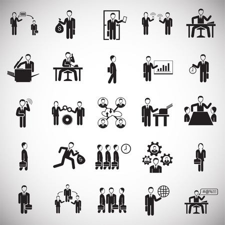 Business and teamworking set on white background iconsのイラスト素材