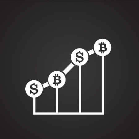 Crypto currency rates on black background iconのイラスト素材