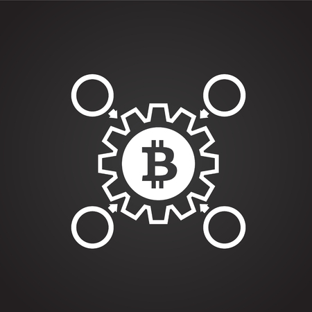 Crypto currency mining bitcoin on black background iconのイラスト素材