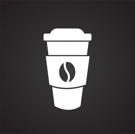 Cup of coffe on the go on black background iconの写真素材
