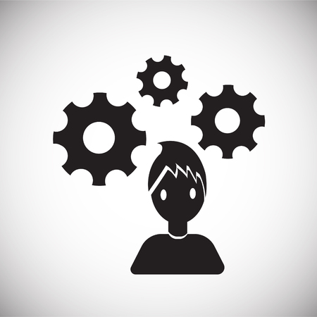 Coworker thinking gears on white background iconのイラスト素材