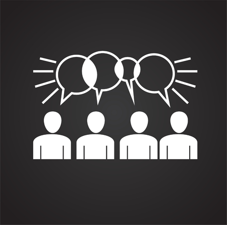 Coworking discussion on black backgorund iconのイラスト素材