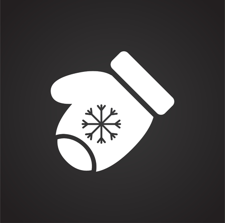 Christmas mitten on black background iconのイラスト素材