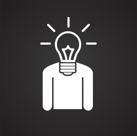 Coworker idea bulb on black background iconのイラスト素材