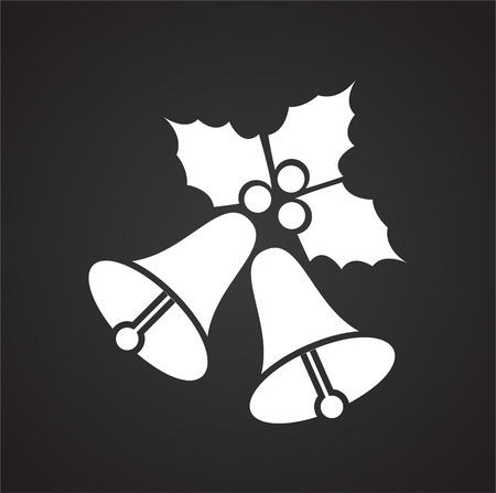 Christmas bells with holly on black background iconのイラスト素材