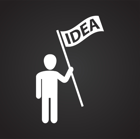 Coworking businessman with idea flag on black background iconのイラスト素材