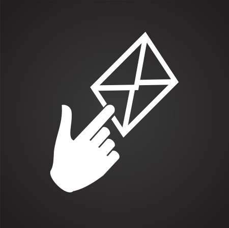 Mail sending on black background iconのイラスト素材
