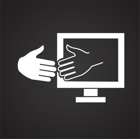 Virtual friendship on black background iconのイラスト素材