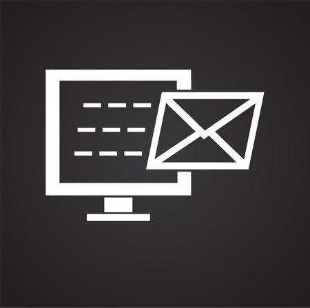 Mail sending on black background iconのイラスト素材