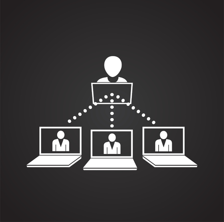 Network of connected people on black background iconのイラスト素材