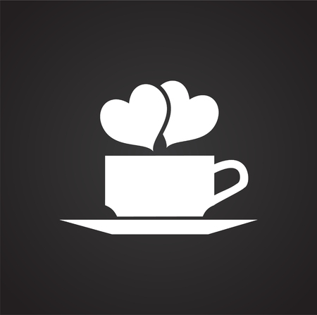 Cup with hearts on black background iconのイラスト素材