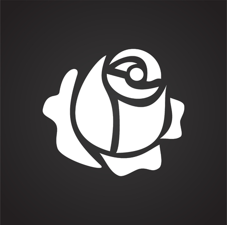 Rose flower gift on black background iconのイラスト素材