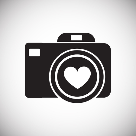 Camera with heart on white background iconのイラスト素材