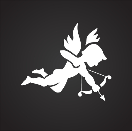 Cupid on black background iconの写真素材