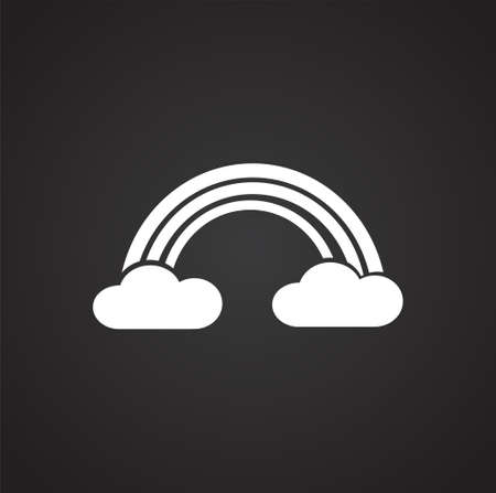 Rainbow in clouds on black background iconの写真素材