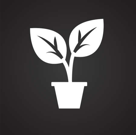 Plant in pot on black background iconの写真素材