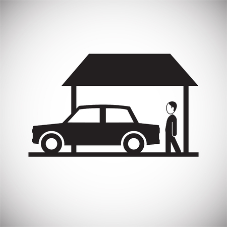 Property with garage on white background iconのイラスト素材
