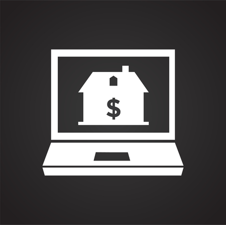 Property online buy sell on black backgorund iconのイラスト素材