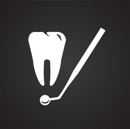 Stomatology icon on black background iconの写真素材