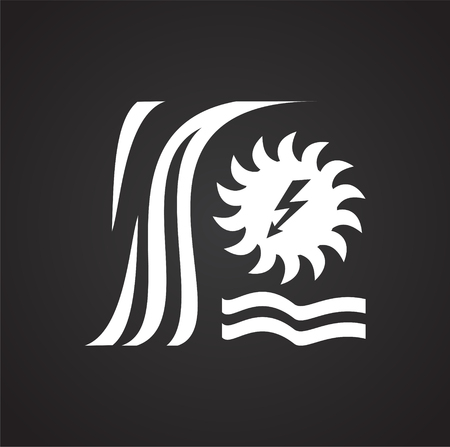 Sun wind water energy on black background iconのイラスト素材
