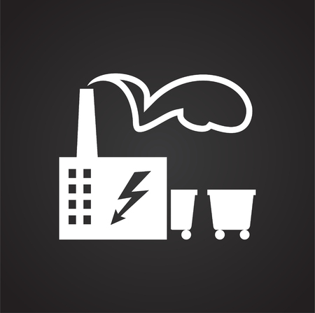 Coal power plant on black background iconの写真素材