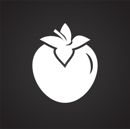 Persimmon on black background iconのイラスト素材