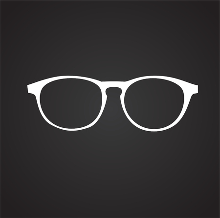 Trendy eye wear glasses on black background iconのイラスト素材