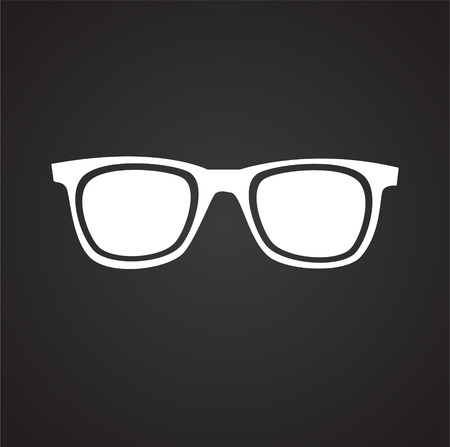 Trendy eye wear glasses on black background iconのイラスト素材