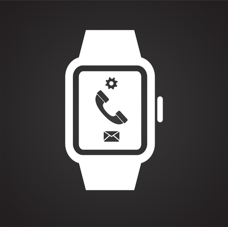 Smart watch on black background for graphic and web design, Modern simple vector sign. Internet concept. Trendy symbol for website design web button or mobile app icon.のイラスト素材