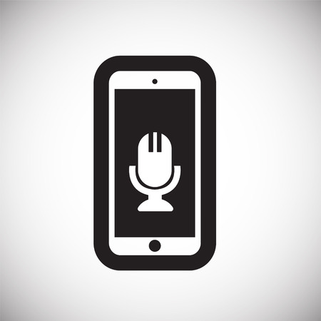 Phone with microphone on display icon on white background for graphic and web design, Modern simple vector sign. Internet concept. Trendy symbol for website design web button or mobile app.のイラスト素材