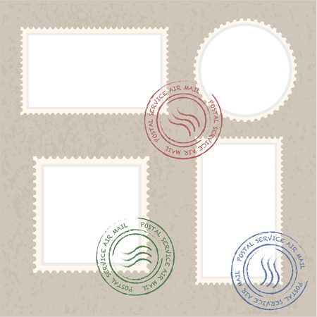 Postage stamps template blank vector illustration with retro colors setの写真素材
