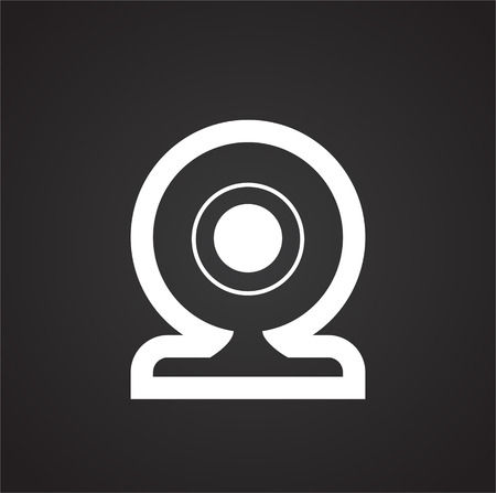 Web camera icon on black background for graphic and web design, Modern simple vector sign. Internet concept. Trendy symbol for website design web button or mobile app.の写真素材