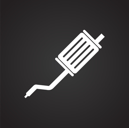 Car exhaust system icon on black background for graphic and web design, Modern simple vector sign. Internet concept. Trendy symbol for website design web button or mobile app.のイラスト素材